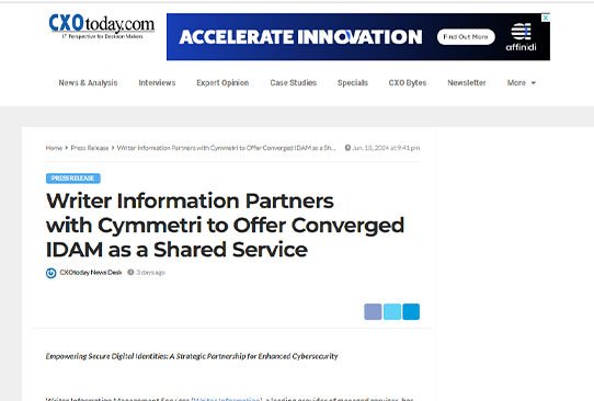 Writer Information Partners with Cymmetri to Offer Converged IDAM as a Shared Service
